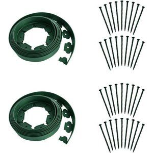 Landscape Edging 40ft Length No Digging Garden Edging Kit with 36 Spikes, Green